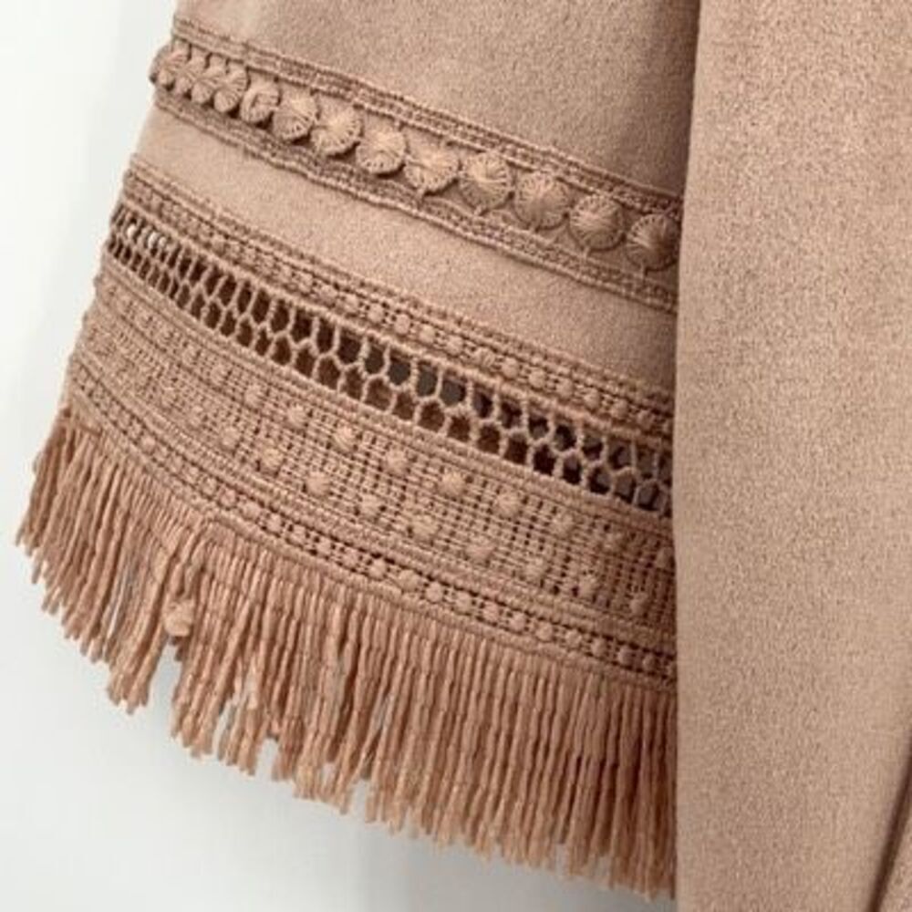 Zara Womens Dusty Pink Faux Suede Fringe Jacket Size XS - Picture 9 of 10